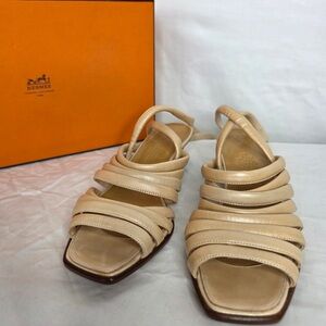 Hermes Cream Shiny Women's Sandals - Brand New with Box!